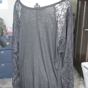 Torrid Black Lace Sleeve Tee
